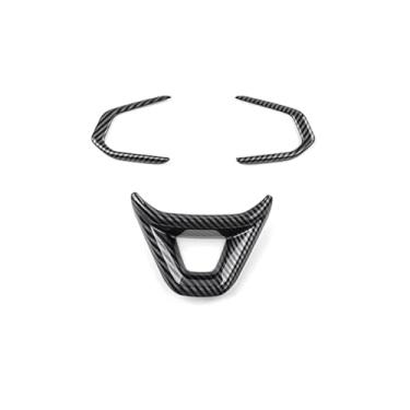 Imagem de Cnaurda Capa de moldura de volante de carro ABS, capa de painel de botão de volante, proteção interna da moldura de direção compatível com Chevy Trailblazer 2021-2023 (padrão esportivo de fibra de