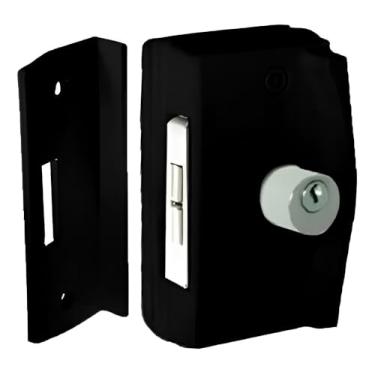 Imagem de Kit Fechadura Blindex Porta De Correr Vidro Alvenaria Preto