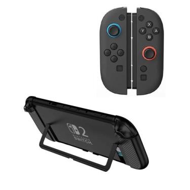 Imagem de Capa preta case joycon 2 antiaderente nintendo switch 2 silicone prote