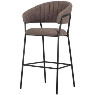 Imagem de Banqueta Alta Mara Rivatti 107,50 cm (Altura) Estofado em Bouclé Cinza