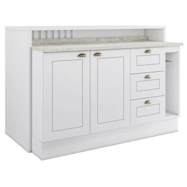 Imagem de Kit Ilha Gourmet com Balcão 120cm e Porta Toalha Americana - Móveis Henn 