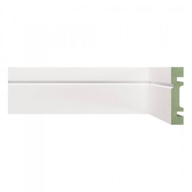 Imagem de Kit Rodapé de MDF 10 Barras Frisadas de 7cm x 2,40m Rende 24 Metros Moldufama Branco