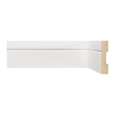 Imagem de Kit Rodapé de MDF 5 Barras Frisadas de 7cm x 2,40m Rende 12 Metros Moldufama Branco