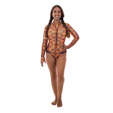 Imagem de Traje de banho de manga comprida com zíper Slipins SurfSkin Mini com proteção UV para surfe, natação, mergulho, snorkeling, esportes aquáticos, Sea Turtle, Medium