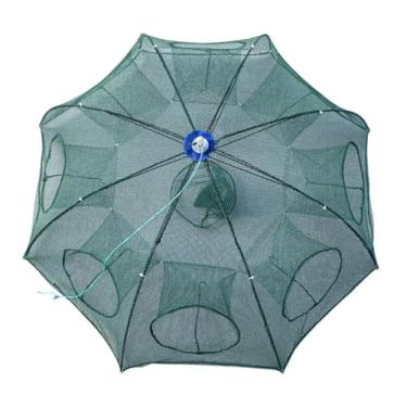 Imagem de Armadilha de Pesca com 8 Entradas Dobrável Captura Peixes, Camarões e Siris Nylon Reforçado Ideal para Pesca em Rios, Lagos e Mar Resistência PREMIUM