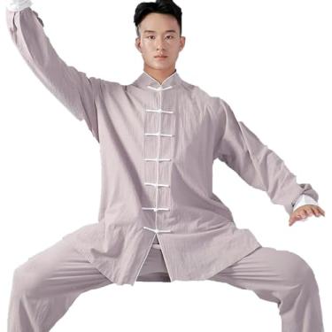 Imagem de Uniformes De Prática De Tai Chi Conjuntos De Artes Marciais Para Homens E Mulheres Roupas Chinesas De Kung Fu Uniforme De Meditação Zen, Khaki, XXL