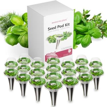 Imagem de Kit de cápsulas de sementes (ervas de manjericão) para AeroGarden Ahopegarden iDOO e outros jardins hidropônicos internos, inclui esponjas de cultivo, cestas de cultivo, cúpulas de cultivo, etiquetas