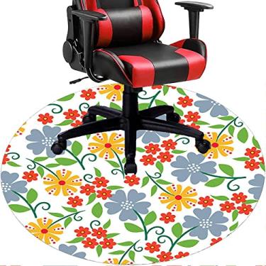 Imagem de Tapete de cadeira de escritório com flores, textura de flor, tapete de cadeira de mesa para piso de madeira de escritório em casa, protetor de piso de pilha baixa, redondo 78,7 cm
