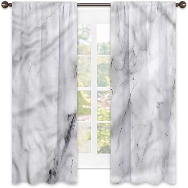 Imagem de Cortinas blecaute de mármore para quarto - Cortinas escurecidas com isolamento térmico para sala de estar, L 132 x C 239 cm