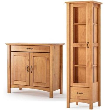 Imagem de Buffet Aparador 2 Portas 93 Cm E Cristaleira 1 Porta Madeira Maciça Be