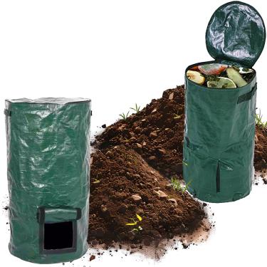 Imagem de TAROTKIN 2 Peças De Composteira Jardim Dobrável, Sacos Para Recipientes Resíduos Jardim, Lixeira Bancada Com Tampa Cozinha E Área Externa, Compostagem Lixeiras Externas