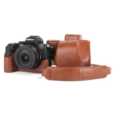 Imagem de MUZIRI KINOKOO Capa para câmera Nikon Z50 II com lente DX de 16 a 50 mm, capa protetora de couro PU Z50 II/Z50II - Estojo de transporte removível com alça de descanso de ombro e anéis pequenos