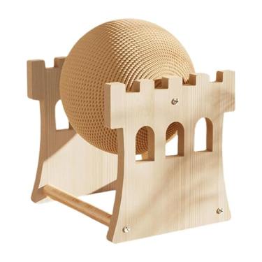 Imagem de ShengQuanHao Bola Arranhadora de Sisal, Tábua Arranhadora de Madeira, Estável, Proteção Interativa para Móveis, Brinquedo Arranhador para Gatos, Poste Arranhador D, Castelo Pequeno