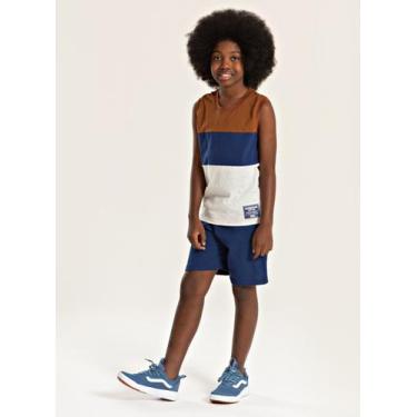 Imagem de Conjunto Verão Menino Marrom Regata com Recortes e Bermuda Future - Mo