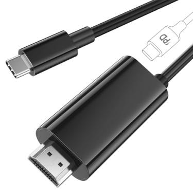 Imagem de Cabo HDMI USB C de 2 metros com porta de carregamento, cabo conversor adaptador 4K @60Hz tipo C para HDMI com entrega de energia PD de 100W para monitor SteamDeck MacBook iPhone 16/15 Series Galaxy