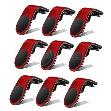 Imagem de Kit 9 Suporte Adaptador Magnético Veicular Universal Clip Car Holder Para Painel De Carro Tipo L  - VERMELHO