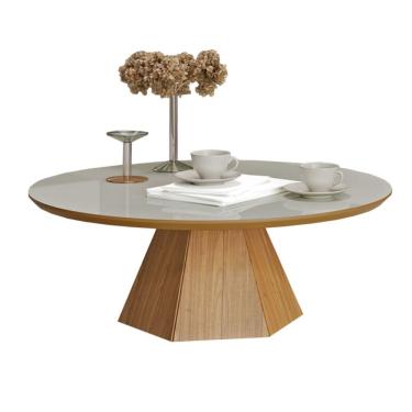 Imagem de Mesa De Centro Pe Hexagonal 90Cm Mdf Off White Freijó