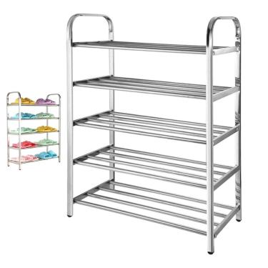 Imagem de Sapateira Prateleira Inox 5 Andares Sapato Tenis Sandalia Calçado Organizaçao Hall de Entrada Rack Entrada Multiuso