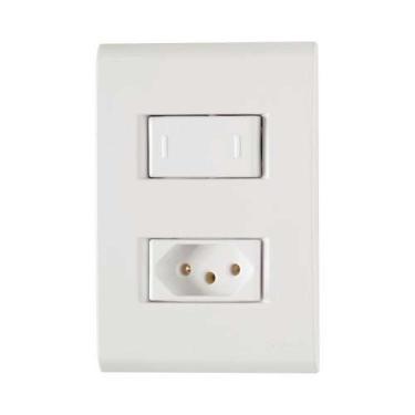 Imagem de Interruptor Paralelo + Tomada 10a Tramontina Liz - Branco - Kit Completo