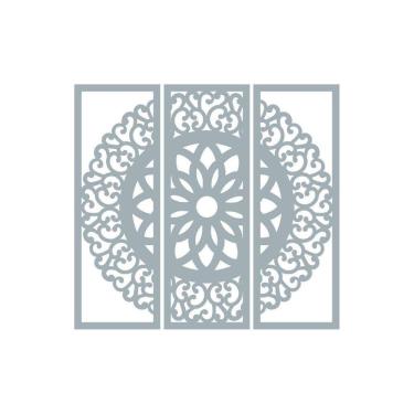 Imagem de Quadro Decorativo Cinza Mdf Mandala Arabesco 40X20Cm