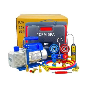 Imagem de FINYQBET Bomba de Vácuo 4CFM 1/3HP + Manômetro R134a R410A R404A, Detector de Vazamento, Kit Completo para Manutenção de Ar Condicionado e Refrigeração - Ideal para Técnicos e Iniciantes (110/220V)