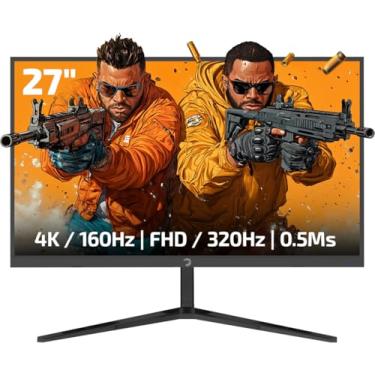 Imagem de Monitor gamer GAMEPOWER Rapid Dual 27 polegadas 4K, 2160P 160Hz, 1080P 320Hz, IPS rápido de 0,5 ms, HDR 400, sincronização adaptável, sem moldura, filtro de luz azul, alto-falantes, HDMI 2.1 DP 1.4
