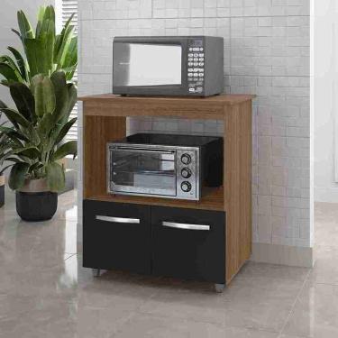 Imagem de Balcão Multiuso Para Forno e Microondas Angela - Savana/Preto