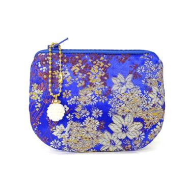 Imagem de Golden Amy Bolsa Para Joias Feita À Mão, Porta-Moedas Feminino, Carteira Com Zíper De Brocado, Maquiagem Seda - Azul Médio
