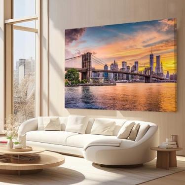 Imagem de Quadros Decorativos para Quarto Sala 130x90 Paisagem Ponte Nova York Grande Escritório Hall