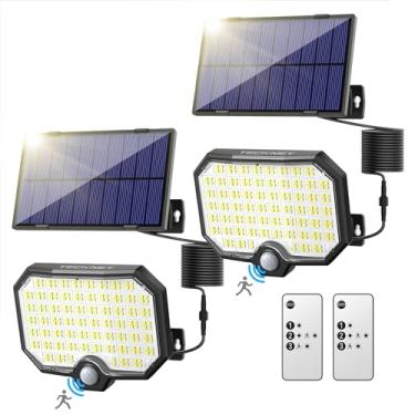 Imagem de TECKNET Luzes Solares Para Exterior, Holofotes Led De 2500 Lm Com Controle Remoto, Luzes Com Sensor De Movimento Solar Com 3 Modos, Ip65 À Prova D'Água, Luzes De Segurança Movidas A Energia Solar Pa