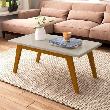 Imagem de Mesa De Centro Com Pés Em Madeira Prism Off White - Patrimar