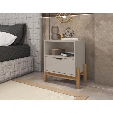 Imagem de Mesa De Cabeceira C- Nicho E Gaveteiro Porta Itens Antares Off White