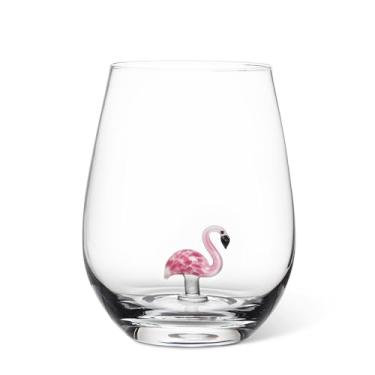 Imagem de Abbott Collection Taça de vinho Flamingo Icon Stemless Cálice - Vidro, Rosa/Transparente, 11,4 cm A (567 g)