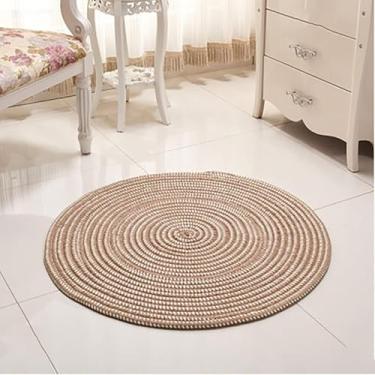 Imagem de Tinha Tapete Trançado Roud Ao Ar Livre Idoor Livig Quarto Estudo Cadeira De Computador Comida Tinha Tecido Reversível C Elevadores Cesta Cadeira Giratória Almofada, And, Diameter: 130cm