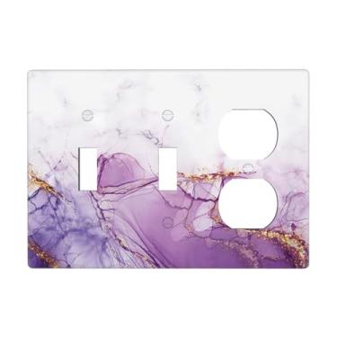 Imagem de Mármore Ametista Violeta Roxa 1 Gang Sem Dispositivo Tomada Placa de Parede Luz em Branco Interruptor Placa Elétrica Decorativa Decoração de Quarto
