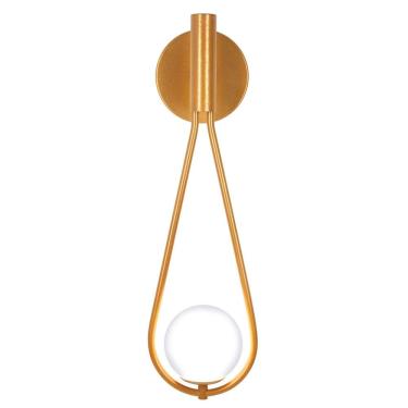Imagem de Luminária Arandela Parede Gota Tubo Globo Vidro Sala Dourado