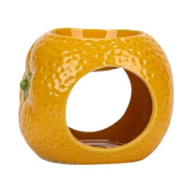 Imagem de Ioensy Queimador de óleo essencial, difusor de aroma de incenso, grande capacidade, aquecedor de óleo, porta-velas Tealight, queimador de cera derretida para, Laranja