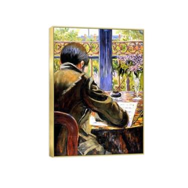 Imagem de Pintura famosa de arte de parede em tela para decoração de casa - Estudo visto por trás - pôster e impressões de moldura dourada para sala de estar 50 x 70 cm 20 x 27 pol