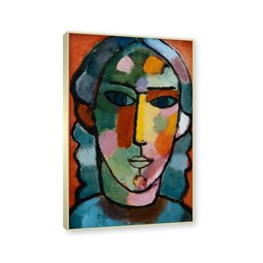 Imagem de NHLDZYH Moldura champanhe. Alexej von Jawlensky, impressão clássica, (cabeça de mulher 15), decoração de parede para cozinha, quarto. 30x48cm