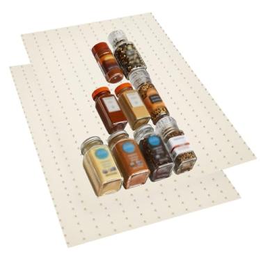 Imagem de Gosmol Inserção organizadora de gaveta de especiarias, forro de silicone ajustável e antiderrapante para potes de temperos e garrafas de especiarias, suporte de especiarias, conjunto de 2 pérolas