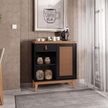 Imagem de Aparador Café Sala Rubi 1 Porta 1 Gaveta com Pés de Madeira  - CASA D,