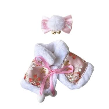 Imagem de Milageto Boneca de pelúcia com capa de xale estilo antigo, vista suas próprias bonecas para bonecas de 5,91'', Rosa