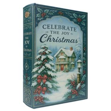 Imagem de XIAOAIKA Caixa de livro de madeira decorativa de Natal, caixas de livros falsas vintage com capa de couro, armazenamento secreto com fecho magnético, caixa de presente de feriado para decoração de