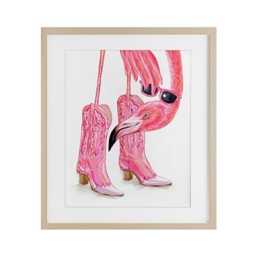 Imagem de Stupell Industries Impressão emoldurada Glam Cowgirl Flamingo Birch sob vidro por Ziwei Li, 53 x 43 cm