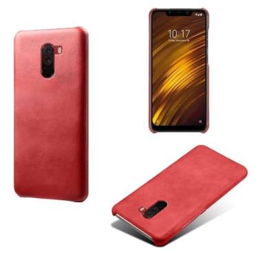 Imagem de Capa para Xiaomi Pocophone F1,Proteção contra quedas,Casca de volta de cor sólida simples,Design de couro de imitação de plástico-Red