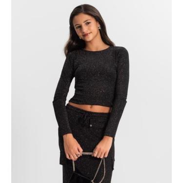 Imagem de Blusa Juvenil Feminina Manga Longa Minty Preto, 16, Preto