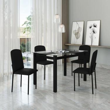 Imagem de Mesa Tokio 120cm X 76,5cm Tampo de Vidro com 4 Cadeiras Classic Preto