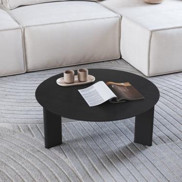 Imagem de Mesa de Centro Orgânica Chanfrado Pé Madeira Complementos Preto