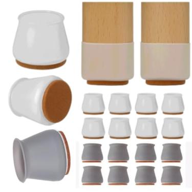 Imagem de KIT 32 PROTETOR DE SILICONE COM FELTRO FLEXIVEL PEZINHO PARA CADEIRA MESA E MOVEIS COZINHA SERVE PÉ REDONDO OU QUADRADO SEM RUIDOS E ARRANHOES NO PISO NÃO RISCA UNIVERSAL (BRANCO) (32)