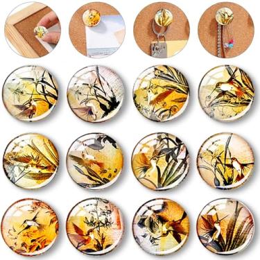 Imagem de Afagarly Pássaros fofos, alfinetes de vidro, tachas de polegar divertidas, alfinetes decorativos para quadros de avisos, animal, beija-flor, cortiça, tachinhas para parede de sala de aula, decoração